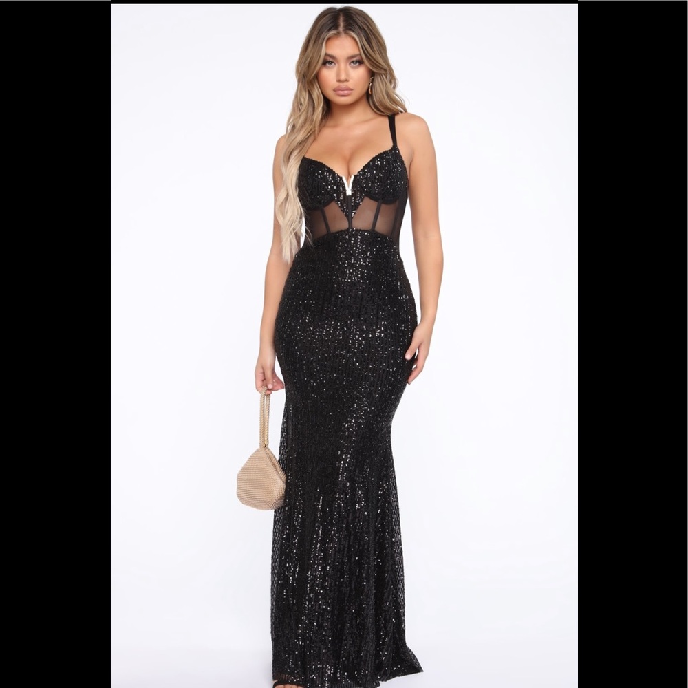 FASHION NOVA “My Moment” Sequin black Gown